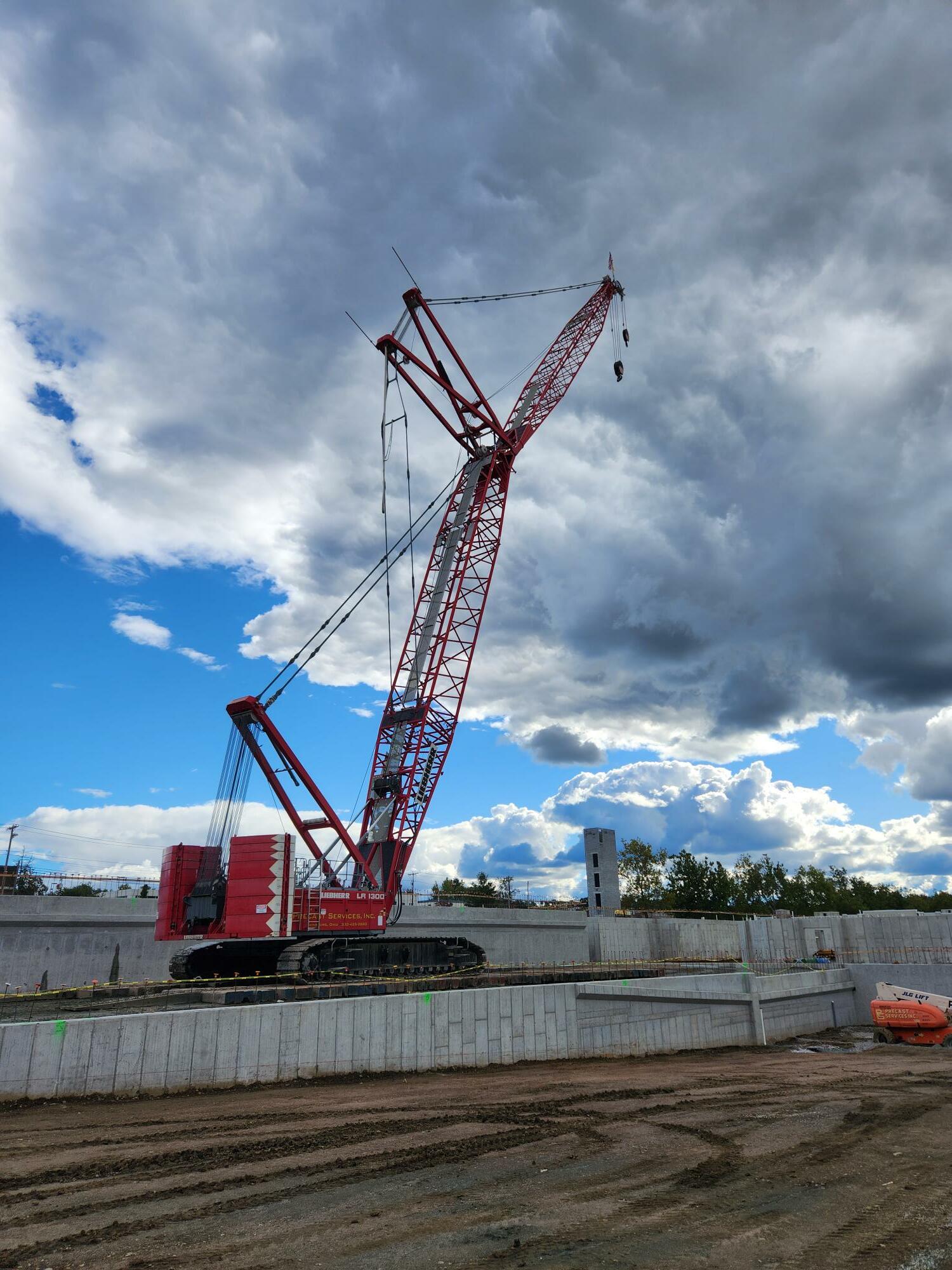 Crane at work on a structure..